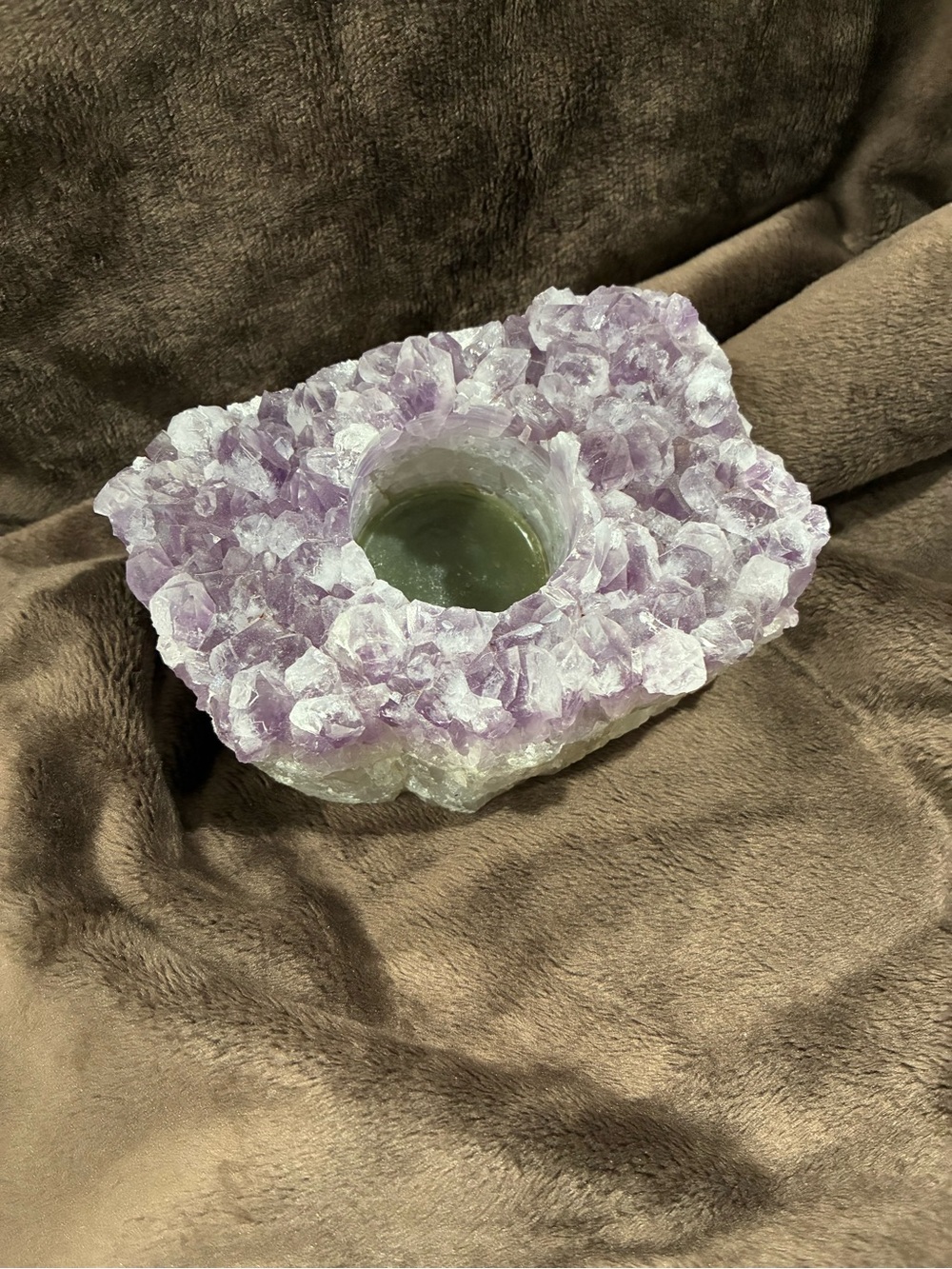 Amethyst Crystal Tealight Candle Holder - Purple Gem Accent - Picture 9 of 13